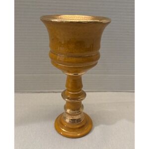 Vintage Hand-ThrownStoneware Ceramic Chalice with Gold Glaze